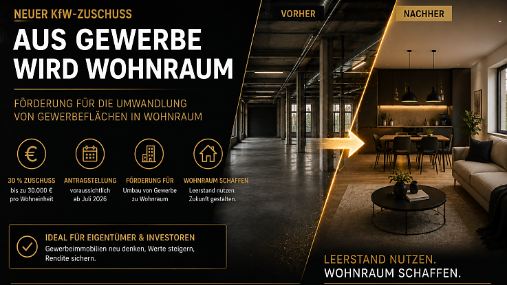 Foto Der Wohnraum in Deutschland bleibt knapp – auch in unserer Region rund um Baden-Baden, Rastatt, Gaggenau, Bühl, Achern und Karlsruhe. Gleichzeitig sehen wir als regional verwurzelter Immobilienmakler in Baden-Baden immer häufiger leerstehende Gewerbeimmobilien: ehemalige Restaurants, Büroflächen, Ladenlokale, Pensionen oder kleinere Hotels, für die sich kein nachhaltiges Nutzungskonzept mehr findet.<br><br>Genau hier setzt das neue Förderprogramm der KfW an. Die Idee: Bestehende Gewerbeimmobilien in Wohnraum umwandeln und so neuen Wohnraum schaffen, statt immer nur auf Neubau zu setzen.<br><br>Auf den ersten Blick klingt das attraktiv. Und ja – in vielen Fällen kann das eine echte Chance sein. Aber wie so oft im Immobilienmarkt steckt die Wahrheit im Detail. Foto Der Wohnraum in Deutschland bleibt knapp – auch in unserer Region rund um Baden-Baden, Rastatt, Gaggenau, Bühl, Achern und Karlsruhe. Gleichzeitig sehen wir als regional verwurzelter Immobilienmakler in Baden-Baden immer häufiger leerstehende Gewerbeimmobilien: ehemalige Restaurants, Büroflächen, Ladenlokale, Pensionen oder kleinere Hotels, für die sich kein nachhaltiges Nutzungskonzept mehr findet.<br><br>Genau hier setzt das neue Förderprogramm der KfW an. Die Idee: Bestehende Gewerbeimmobilien in Wohnraum umwandeln und so neuen Wohnraum schaffen, statt immer nur auf Neubau zu setzen.<br><br>Auf den ersten Blick klingt das attraktiv. Und ja – in vielen Fällen kann das eine echte Chance sein. Aber wie so oft im Immobilienmarkt steckt die Wahrheit im Detail.
