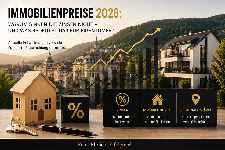 Foto Viele Eigent�mer fragen sich aktuell, warum die Bauzinsen trotz sinkender Leitzinsen vergleichsweise hoch bleiben und welche Auswirkungen dies auf die Immobilienpreise hat. Besonders in Regionen wie Baden-Baden, Rastatt und Gaggenau sorgt diese Entwicklung f�r Unsicherheit. Wer eine Immobilie verkaufen m�chte oder eine Immobilienbewertung in Baden-Baden ben�tigt, sollte die aktuellen Zusammenh�nge kennen, um fundierte Entscheidungen treffen zu k�nnen.