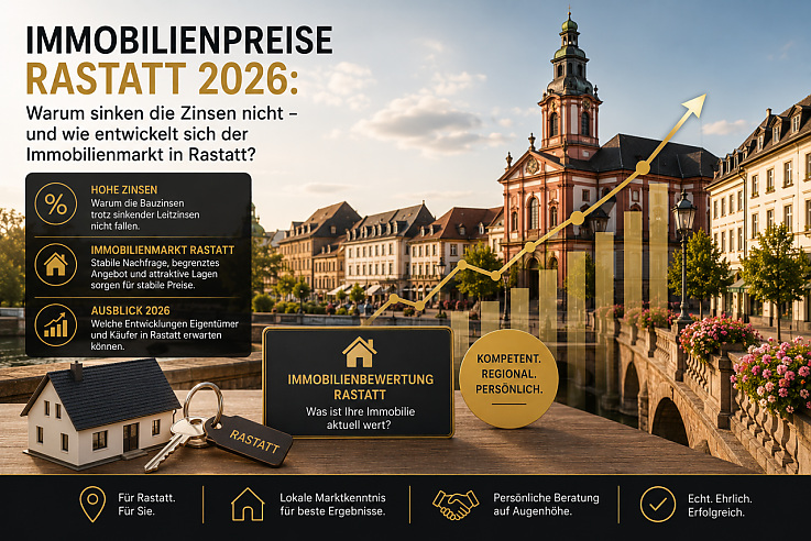 Foto Wer sich aktuell mit dem Thema Immobilien beschäftigt, stößt zwangsläufig auf widersprüchliche Meldungen. Während einige Experten von sinkenden Zinsen und steigenden Immobilienpreisen sprechen, warnen andere vor einer längeren Marktstagnation. Viele Eigentümer fragen sich deshalb zu Recht: Wie entwickelt sich der Immobilienmarkt in Rastatt tatsächlich? Ist jetzt ein guter Zeitpunkt für einen Verkauf? Und welche Auswirkungen haben die aktuellen Zinsen auf die Immobilienpreise in Rastatt?<br><br>Diese Fragen begegnen uns täglich in Gesprächen mit Eigentümern, Kaufinteressenten und Kapitalanlegern. Die Unsicherheit ist verständlich. Schließlich hat sich der Immobilienmarkt in den vergangenen Jahren deutlich verändert. Die Zeiten, in denen nahezu jede Immobilie innerhalb weniger Tage verkauft wurde, sind vielerorts vorbei. Gleichzeitig zeigt sich der Markt deutlich robuster, als viele Experten nach dem starken Zinsanstieg erwartet hatten.<br><br>Gerade für Eigentümer in Rastatt lohnt es sich deshalb, die aktuellen Entwicklungen genauer zu betrachten. Denn wer die Zusammenhänge zwischen Zinsen, Angebot, Nachfrage und regionalen Marktbedingungen versteht, kann bessere Entscheidungen treffen und die Chancen des aktuellen Marktes optimal nutzen. Foto Wer sich aktuell mit dem Thema Immobilien beschäftigt, stößt zwangsläufig auf widersprüchliche Meldungen. Während einige Experten von sinkenden Zinsen und steigenden Immobilienpreisen sprechen, warnen andere vor einer längeren Marktstagnation. Viele Eigentümer fragen sich deshalb zu Recht: Wie entwickelt sich der Immobilienmarkt in Rastatt tatsächlich? Ist jetzt ein guter Zeitpunkt für einen Verkauf? Und welche Auswirkungen haben die aktuellen Zinsen auf die Immobilienpreise in Rastatt?<br><br>Diese Fragen begegnen uns täglich in Gesprächen mit Eigentümern, Kaufinteressenten und Kapitalanlegern. Die Unsicherheit ist verständlich. Schließlich hat sich der Immobilienmarkt in den vergangenen Jahren deutlich verändert. Die Zeiten, in denen nahezu jede Immobilie innerhalb weniger Tage verkauft wurde, sind vielerorts vorbei. Gleichzeitig zeigt sich der Markt deutlich robuster, als viele Experten nach dem starken Zinsanstieg erwartet hatten.<br><br>Gerade für Eigentümer in Rastatt lohnt es sich deshalb, die aktuellen Entwicklungen genauer zu betrachten. Denn wer die Zusammenhänge zwischen Zinsen, Angebot, Nachfrage und regionalen Marktbedingungen versteht, kann bessere Entscheidungen treffen und die Chancen des aktuellen Marktes optimal nutzen.