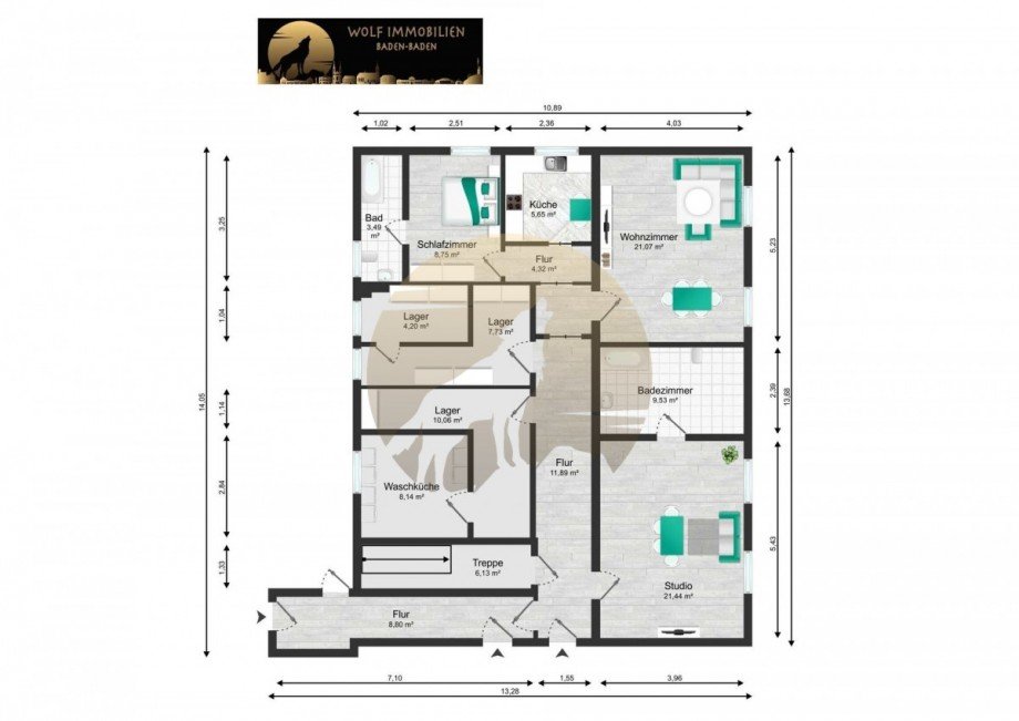 Grundriss EG Mehrfamilienhaus Karlsruhe