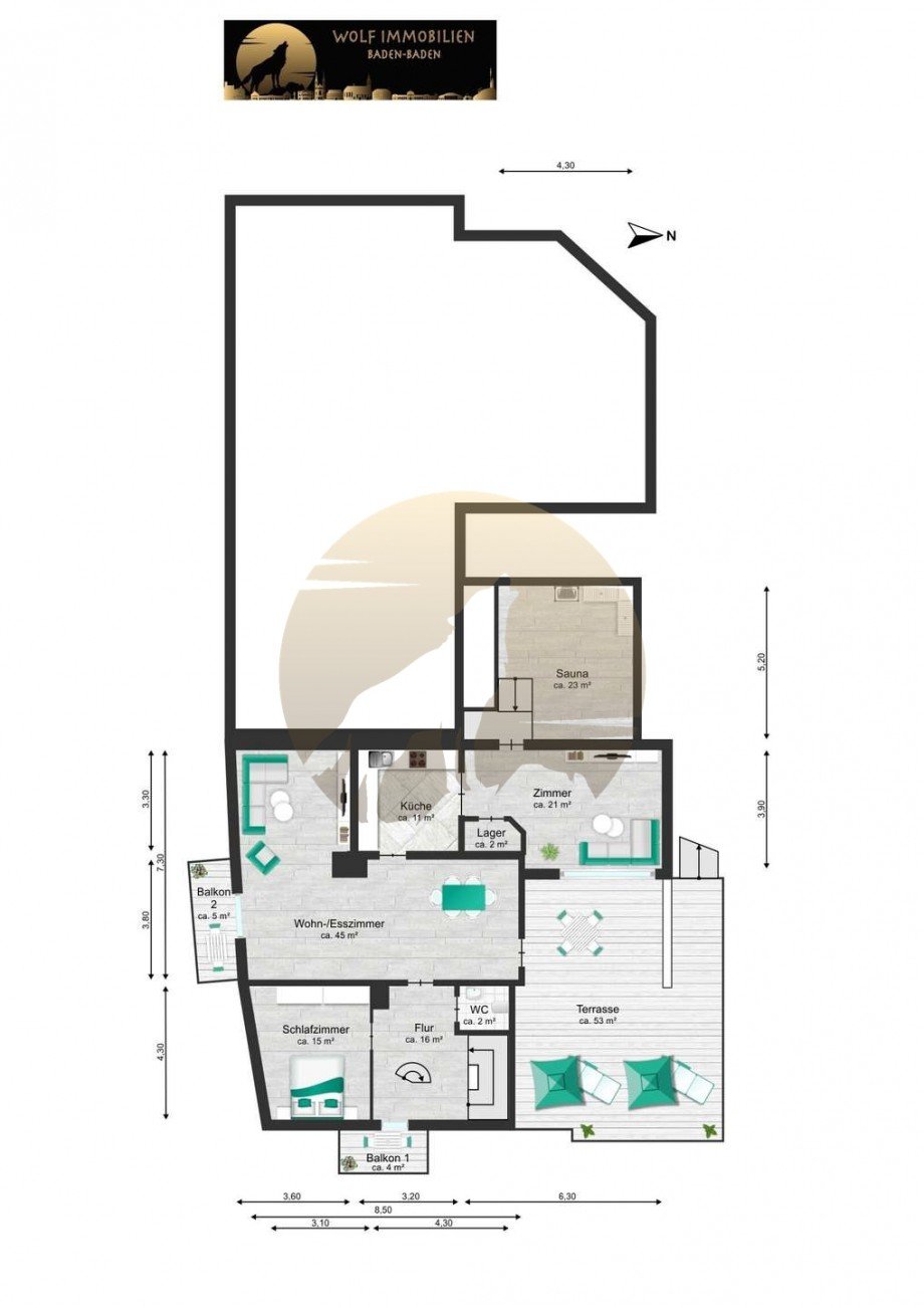 Grundriss OG rechts Mehrfamilienhaus B�hl