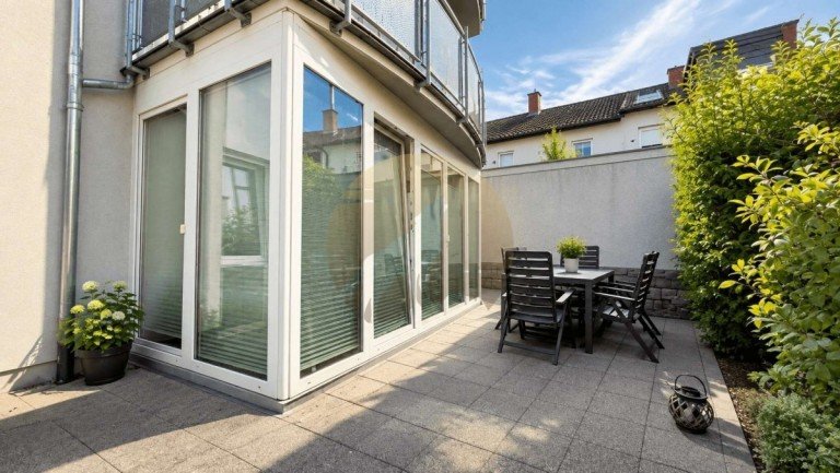 Terrasse Wintergarten Ettlingen Erdgeschosswohnung Zentral in Ettlingen - barrierefreie 2-Zimmer-Wohnung mit Wintergarten & Terrasse