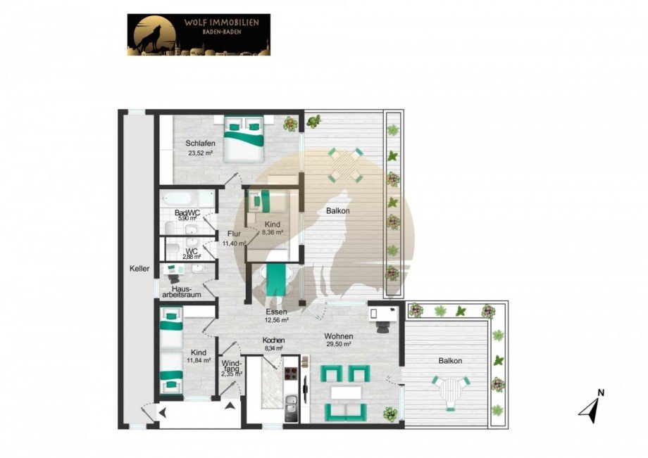 Grundriss Terrassenwohnung Baden-Baden