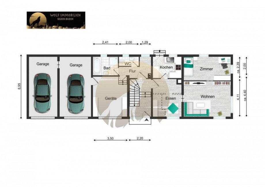 Grundriss EG Zweifamilienhaus Baden-Baden